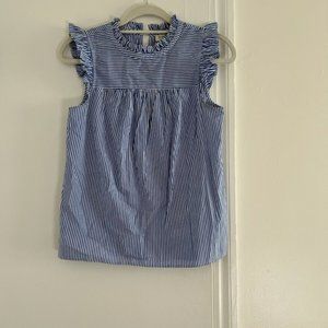 J. Crew Blue and White Striped Sleeveless Top